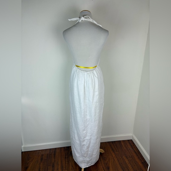 Dissh 100% Linen Cooper Halter Long Maxi Dress White- AUS 8, US 4 - Picture 8 of 11